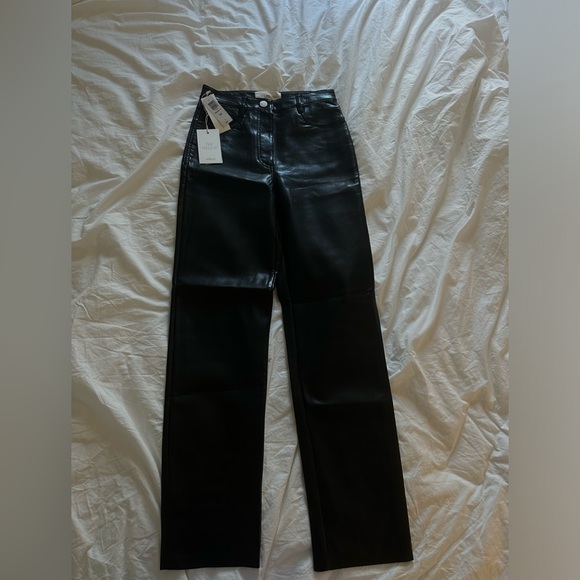Black Aritzia faux leather high rise Melina pants - Picture 5 of 8